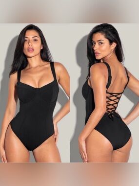 TA3 Lifty One Piece Black Swimsuit Size Large B/C Cup